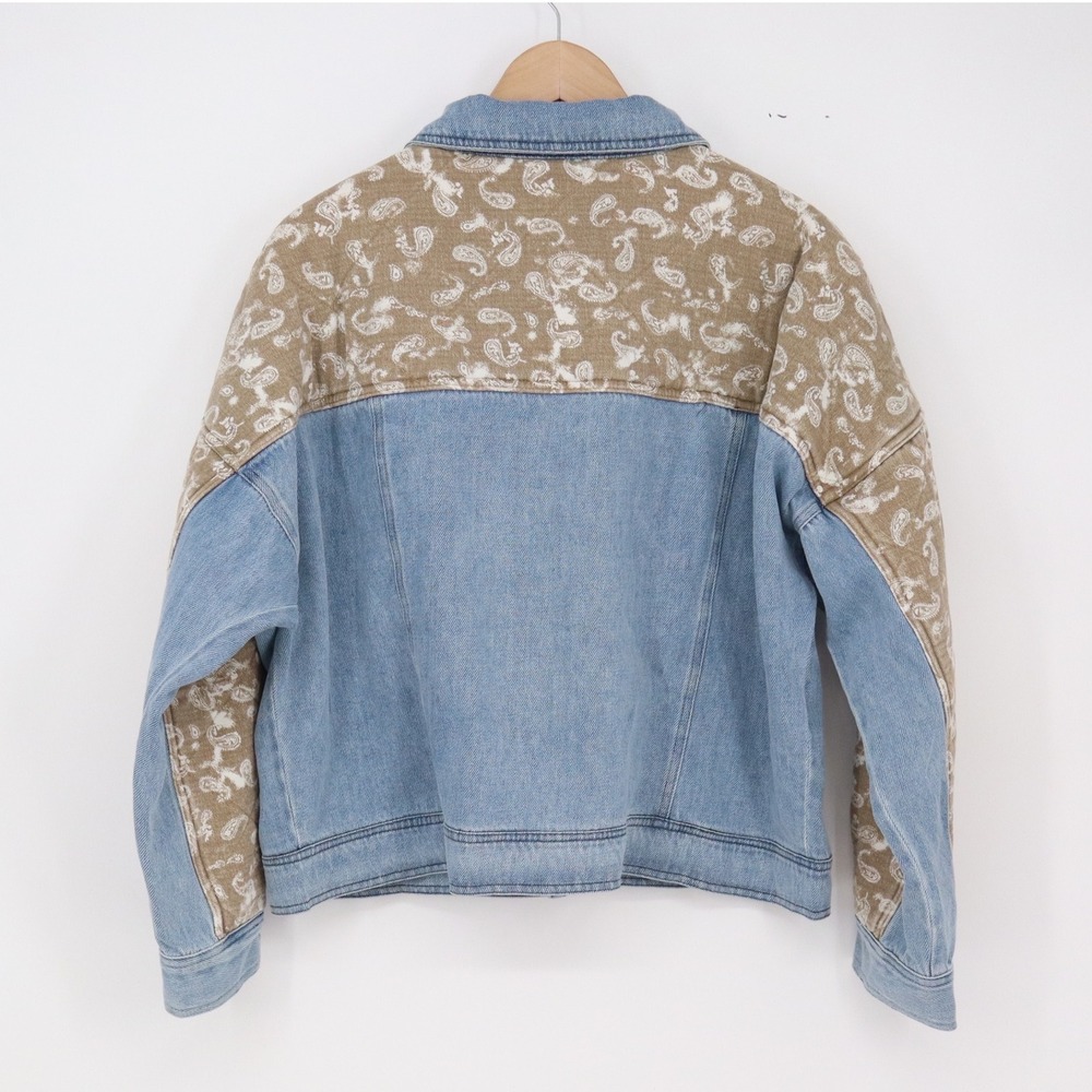 MABLE Jacket Women's S Blue Tan Paisley Mixed Media Denim Excellent - Picture 4 of 5